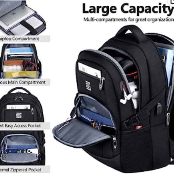 backpack laptop cushion Expandable Gear Backpack , Fits 14 Inch Laptop, 24 Liters , USB Port,  Anti-Theft Pocket, 180 Opening, Air Cushion Strap, High Protection for  Cameras or Drones, Polyester Business Travel Bag | BLACK